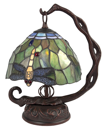 Tiffany Dragonfly Shade On Embossed Base - Click Image to Close